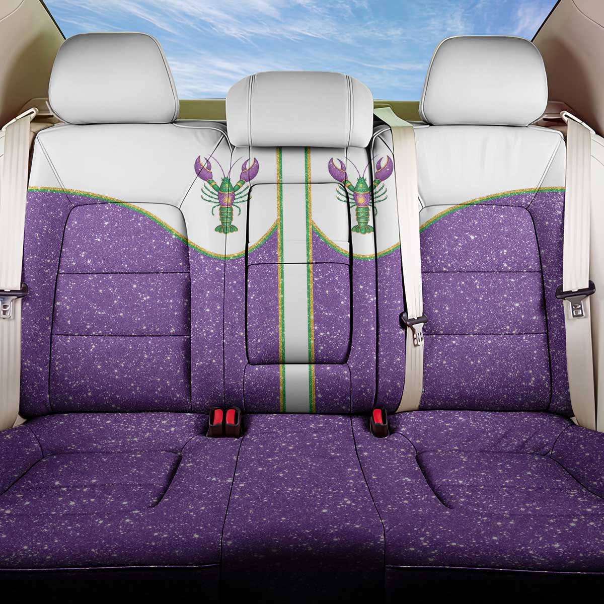Mardi Gras Crawfish Back Car Seat Cover Western Yoke Glitter Style
