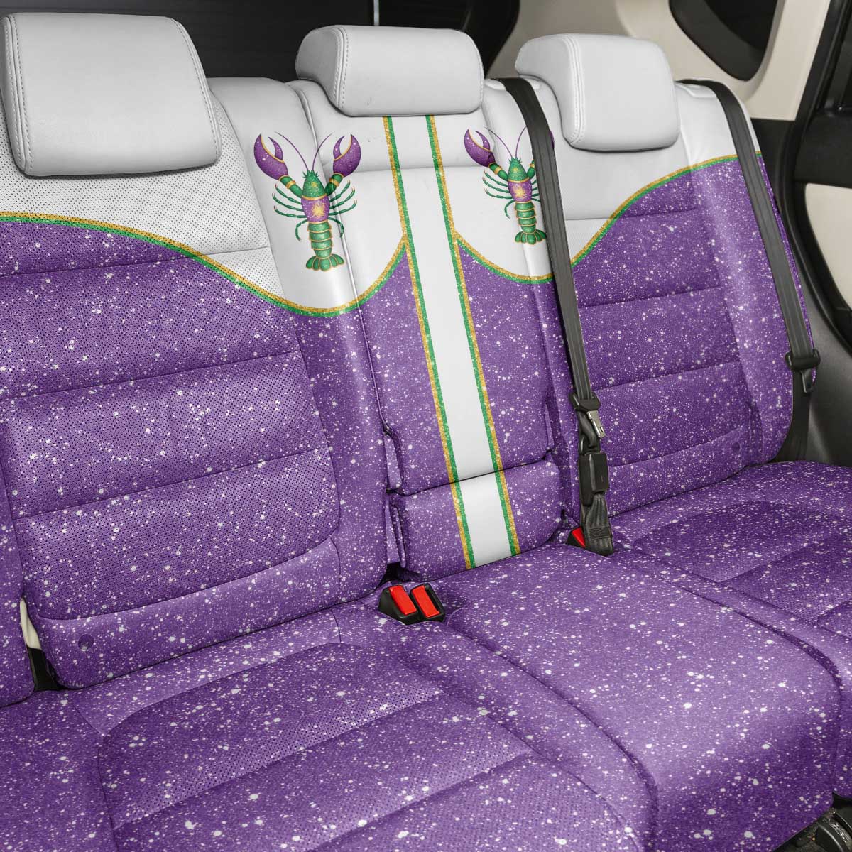 Mardi Gras Crawfish Back Car Seat Cover Western Yoke Glitter Style