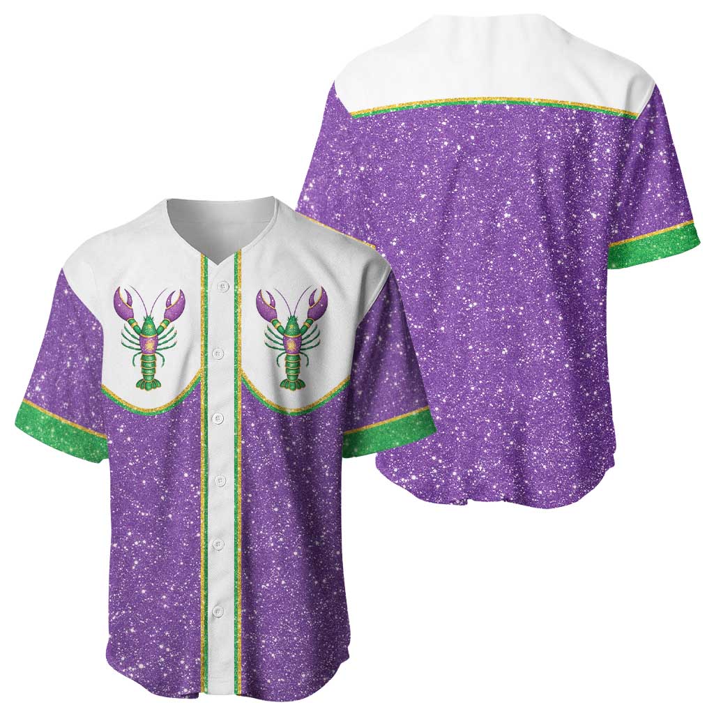 Mardi Gras Crawfish Baseball Jersey Western Yoke Glitter Style