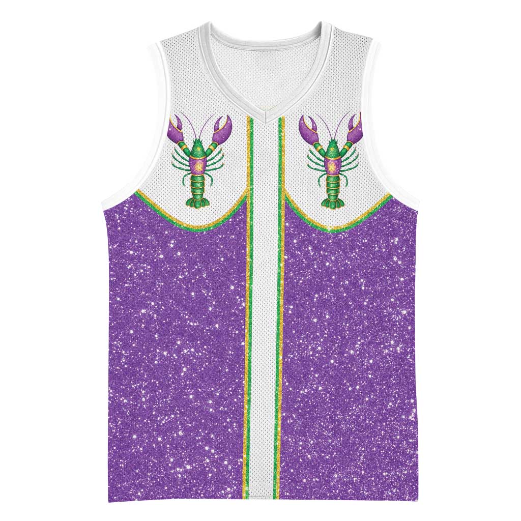 Mardi Gras Crawfish Basketball Jersey Western Yoke Glitter Style