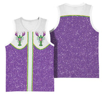 Mardi Gras Crawfish Basketball Jersey Western Yoke Glitter Style