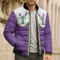 Mardi Gras Crawfish Bomber Puffer Jacket Western Yoke Glitter Style