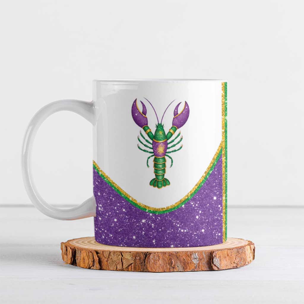 Mardi Gras Crawfish Ceramic Mug Western Yoke Glitter Style