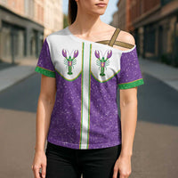 Mardi Gras Crawfish Cross Shoulder Shirt Western Yoke Glitter Style