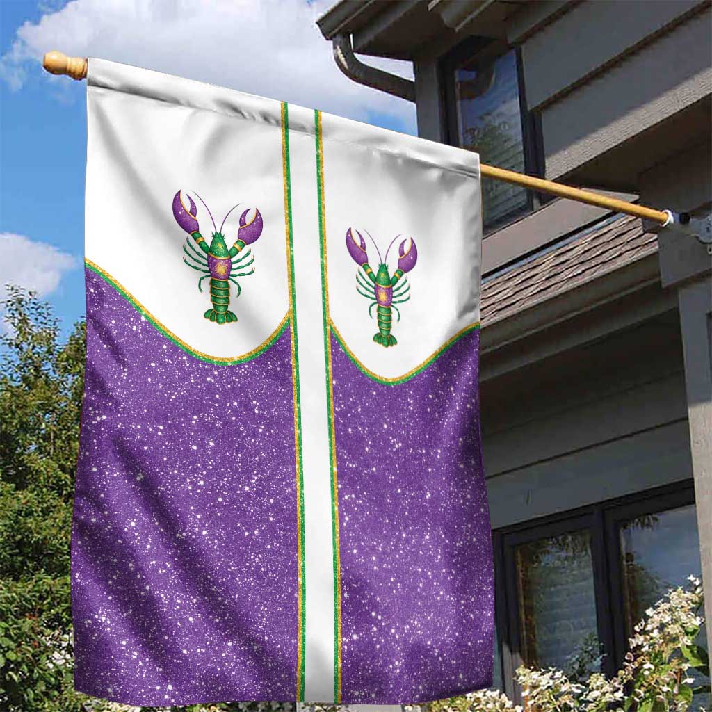 Mardi Gras Crawfish Garden Flag Western Yoke Glitter Style