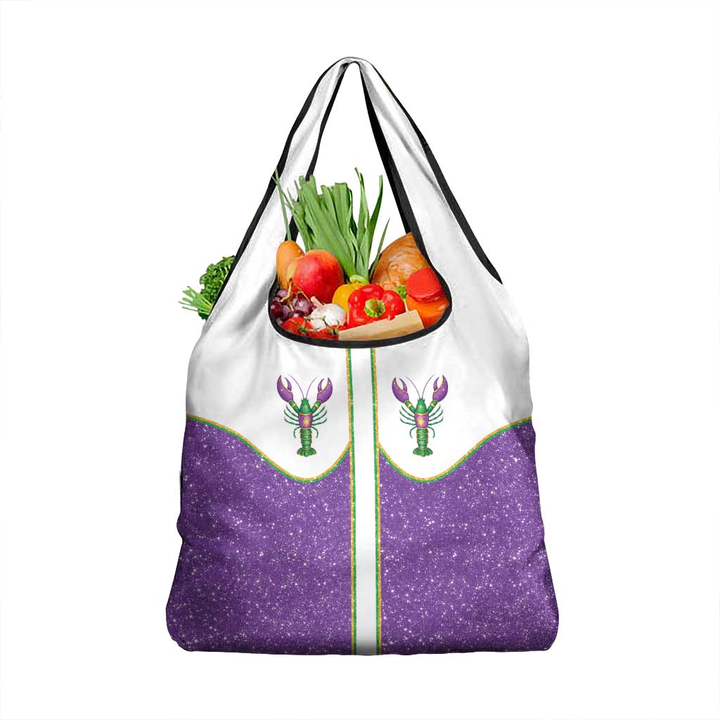 Mardi Gras Crawfish Grocery Bag Western Yoke Glitter Style