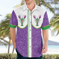 Mardi Gras Crawfish Hawaiian Shirt Western Yoke Glitter Style