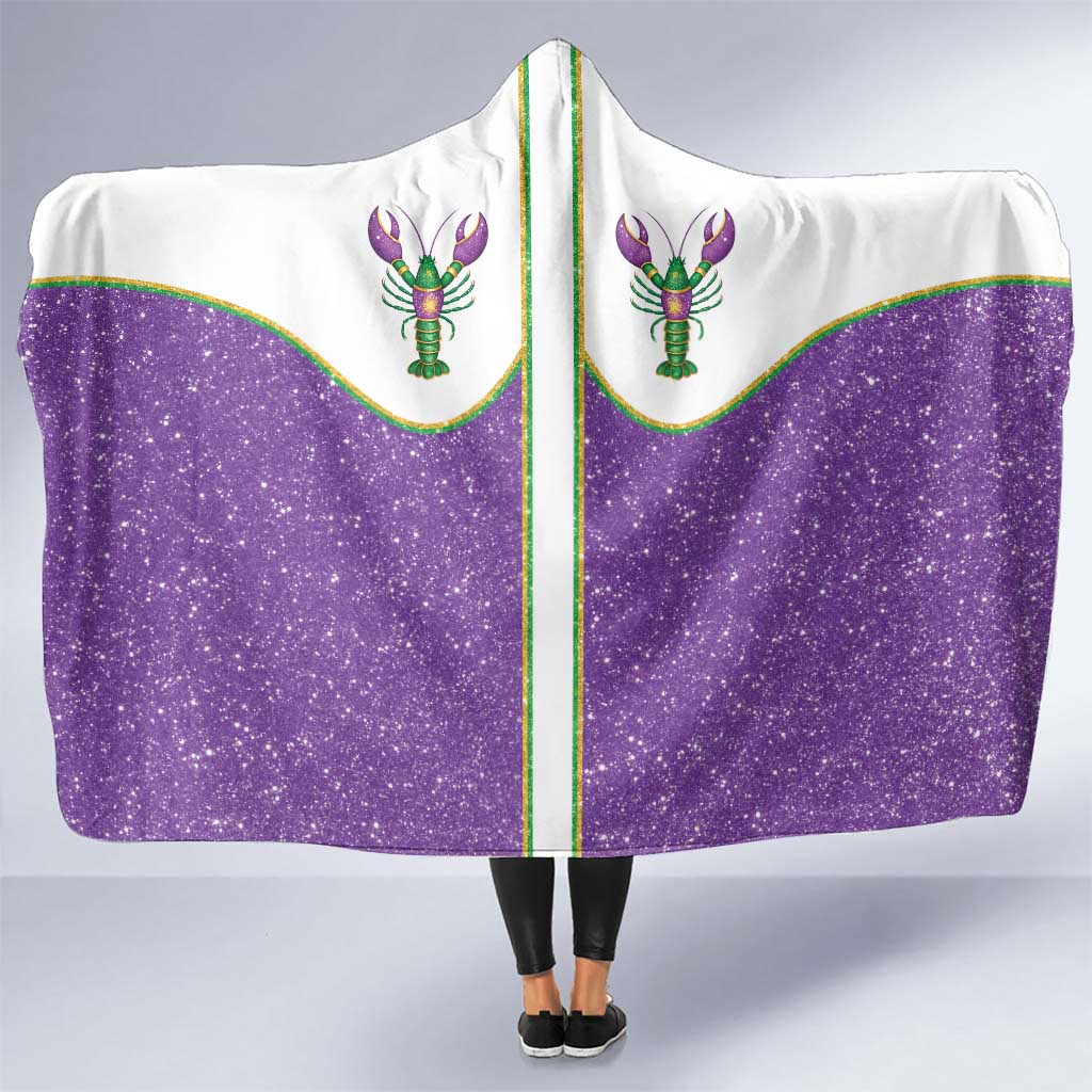 Mardi Gras Crawfish Hooded Blanket Western Yoke Glitter Style