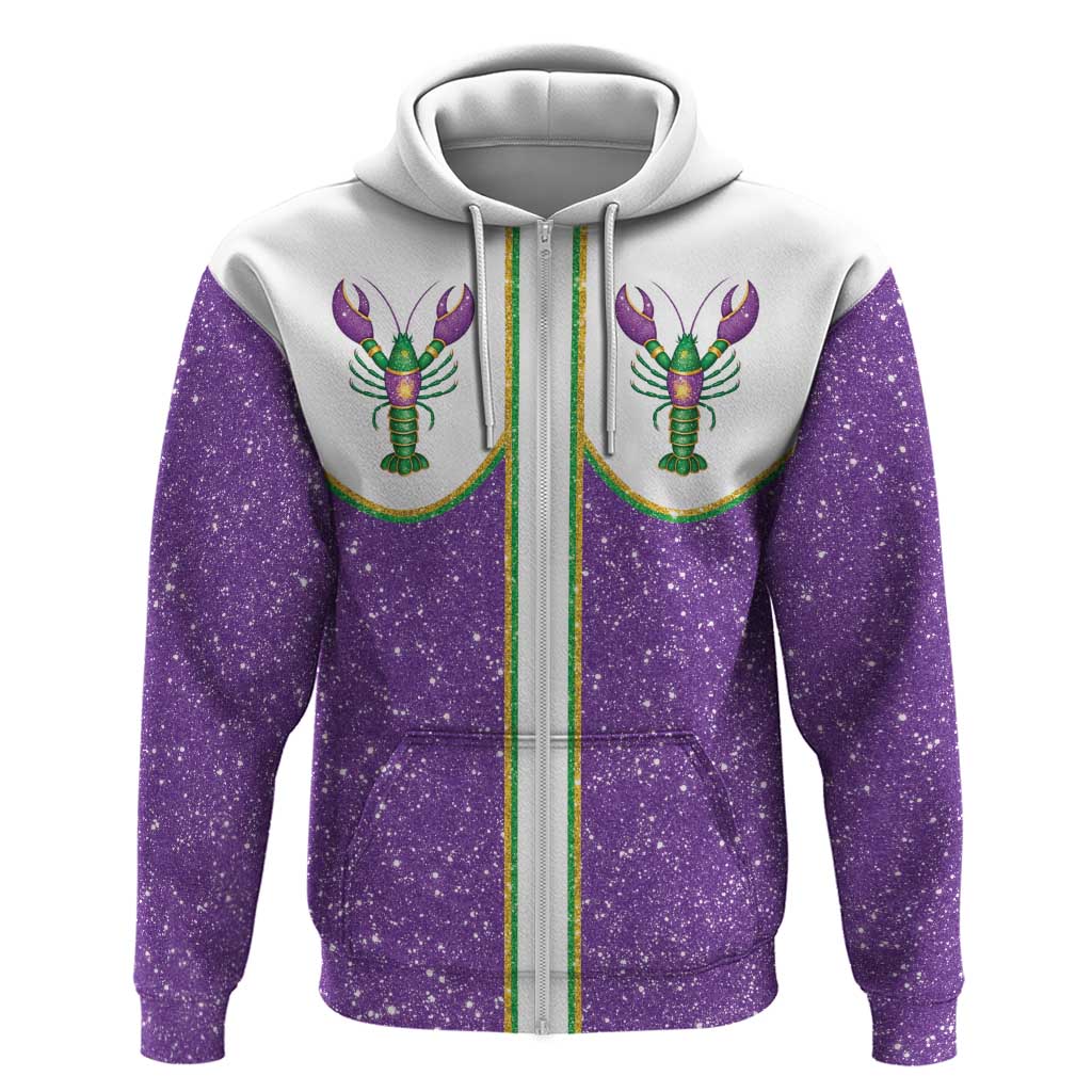 Mardi Gras Crawfish Hoodie Western Yoke Glitter Style