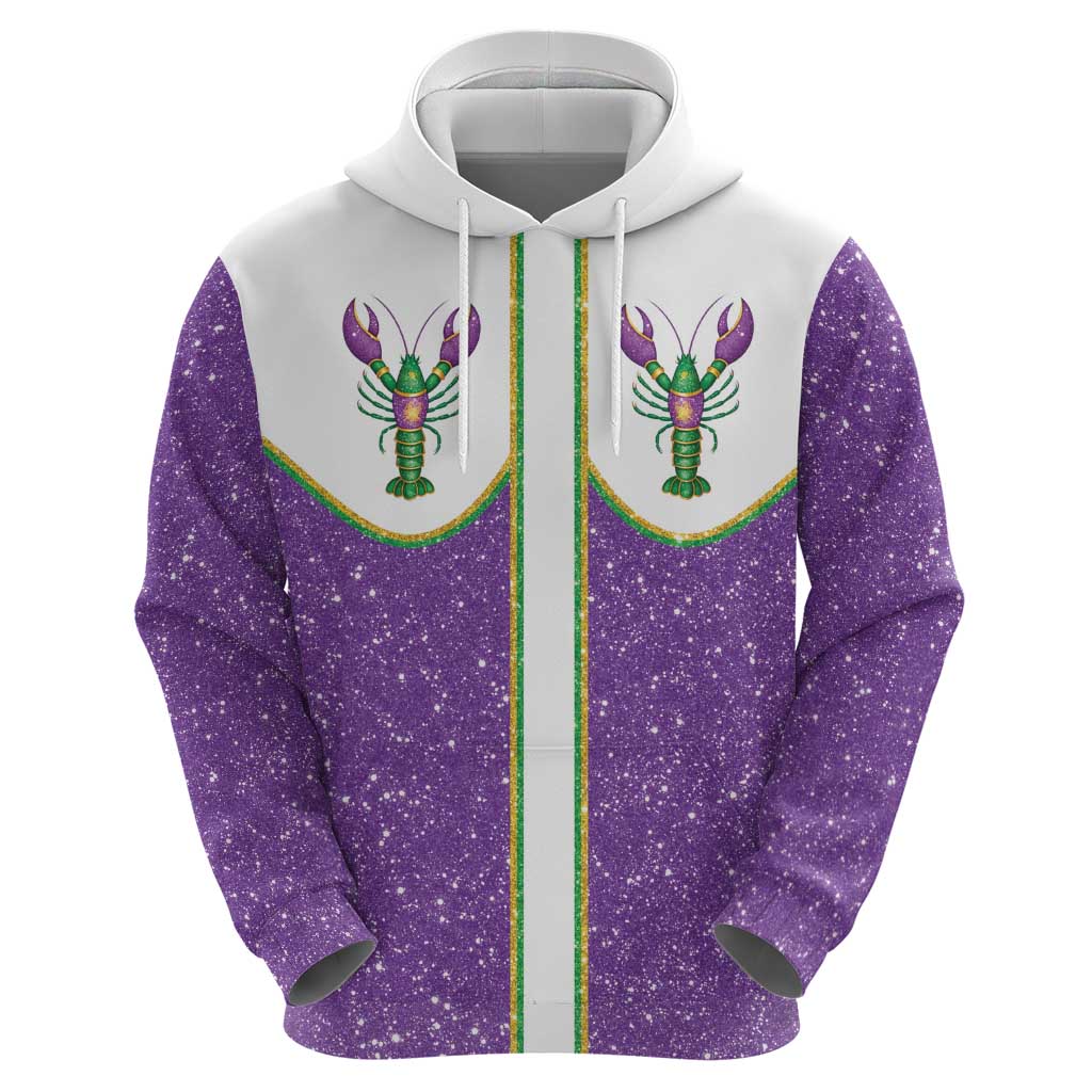 Mardi Gras Crawfish Hoodie Western Yoke Glitter Style