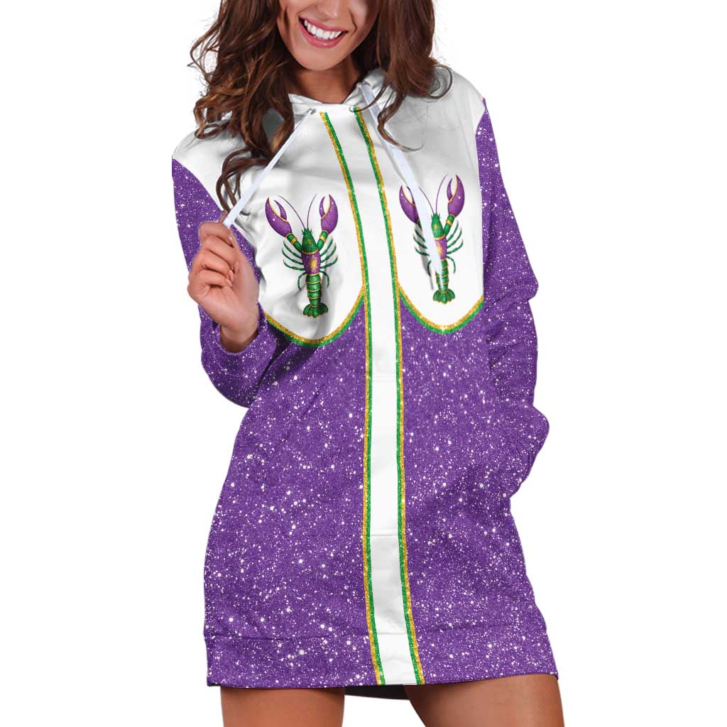 Mardi Gras Crawfish Hoodie Dress Western Yoke Glitter Style