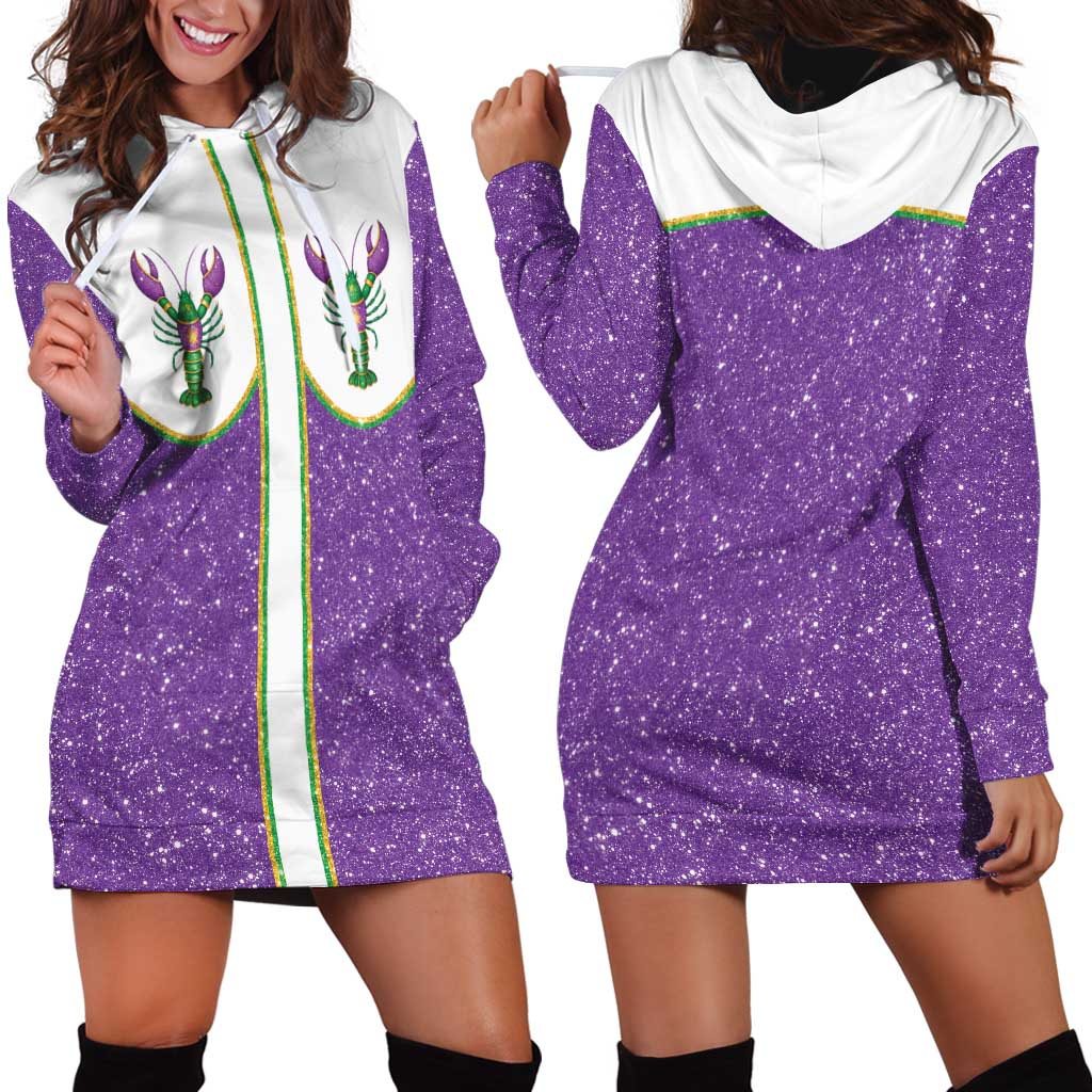 Mardi Gras Crawfish Hoodie Dress Western Yoke Glitter Style