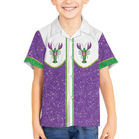 Mardi Gras Crawfish Kid Hawaiian Shirt Western Yoke Glitter Style