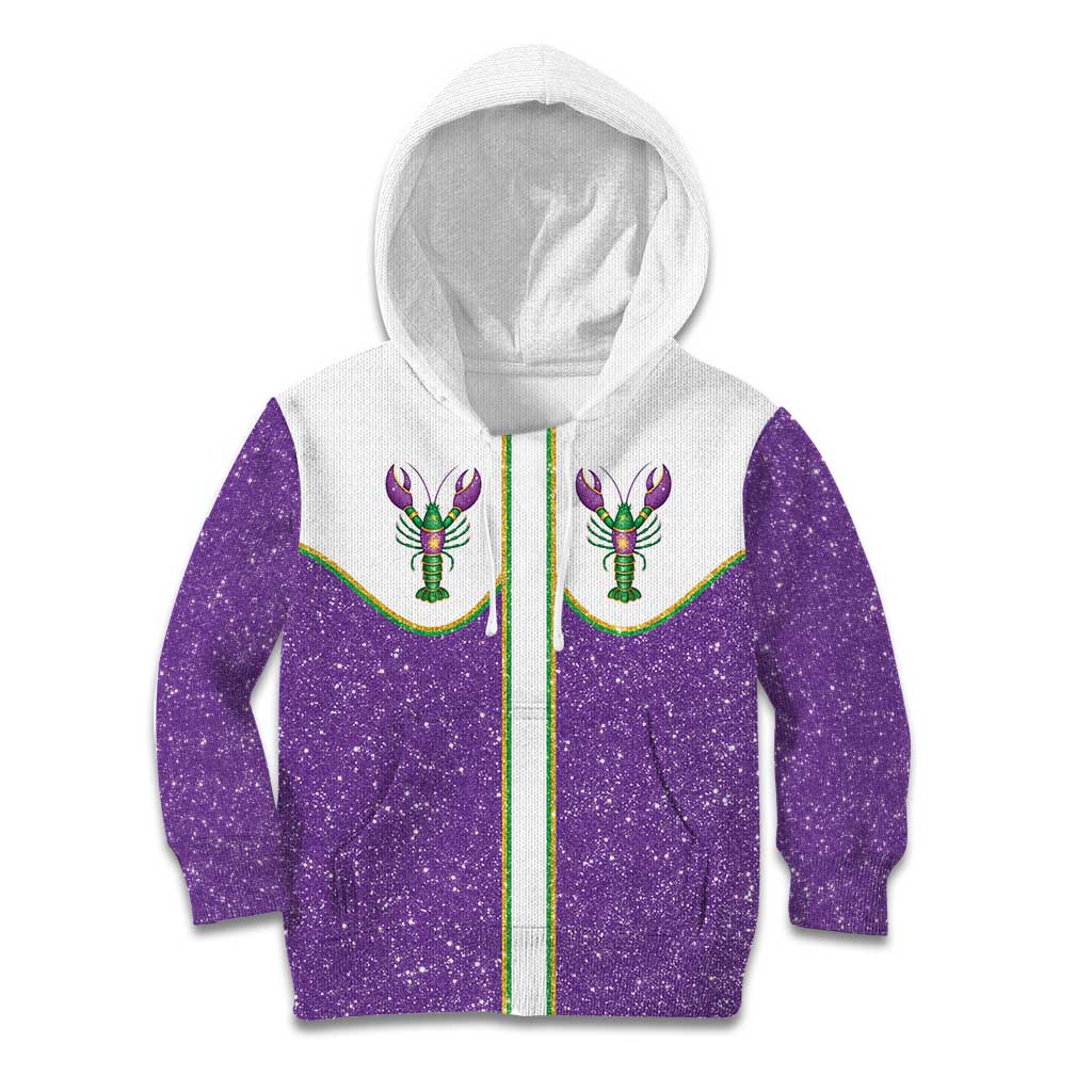 Mardi Gras Crawfish Kid Hoodie Western Yoke Glitter Style