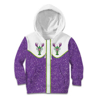 Mardi Gras Crawfish Kid Hoodie Western Yoke Glitter Style