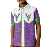 Mardi Gras Crawfish Kid Polo Shirt Western Yoke Glitter Style