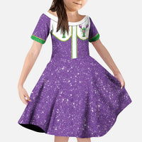 Mardi Gras Crawfish Kid Short Sleeve Dress Western Yoke Glitter Style