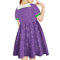 Mardi Gras Crawfish Kid Short Sleeve Dress Western Yoke Glitter Style
