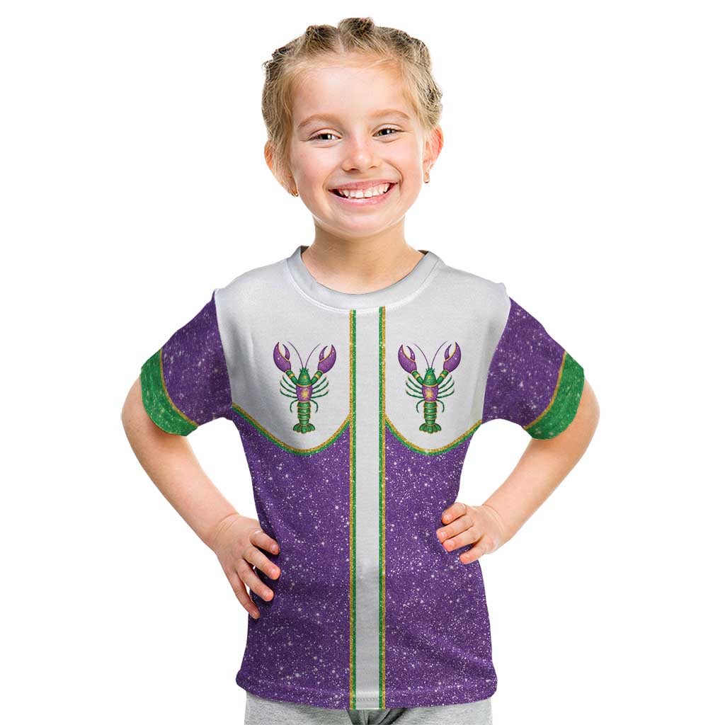 Mardi Gras Crawfish Kid T Shirt Western Yoke Glitter Style