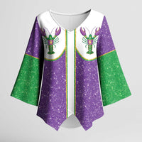 Mardi Gras Crawfish Kimono Sleeve Blouse Western Yoke Glitter Style