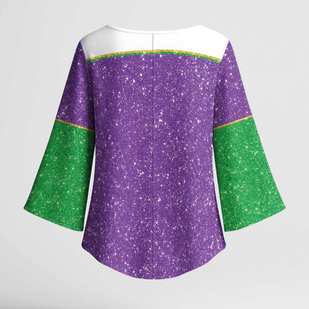 Mardi Gras Crawfish Kimono Sleeve Blouse Western Yoke Glitter Style