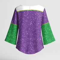 Mardi Gras Crawfish Kimono Sleeve Blouse Western Yoke Glitter Style