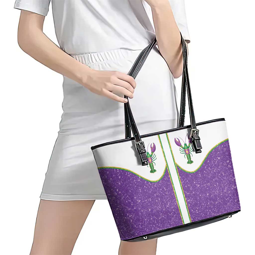 Mardi Gras Crawfish Leather Tote Bag Western Yoke Glitter Style