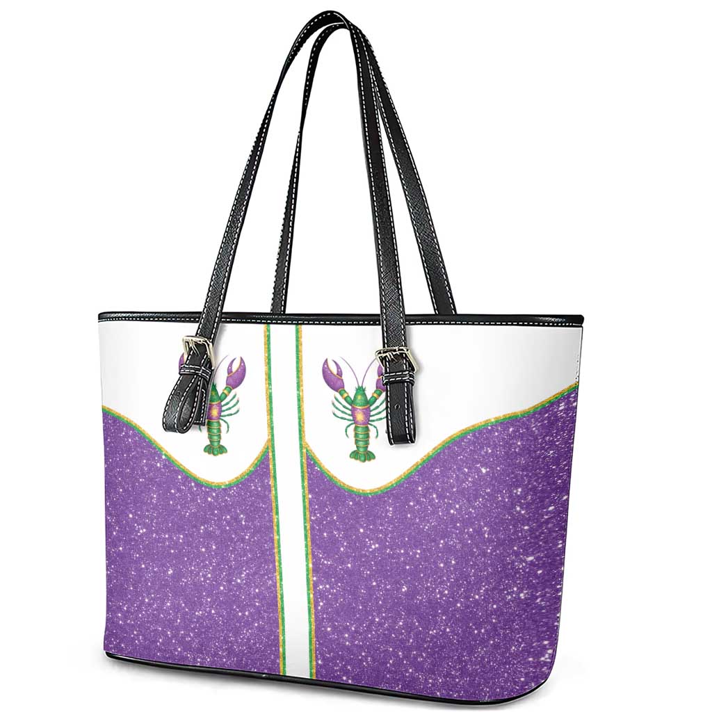 Mardi Gras Crawfish Leather Tote Bag Western Yoke Glitter Style