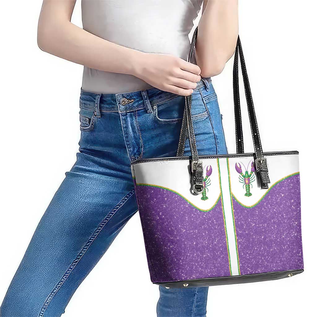Mardi Gras Crawfish Leather Tote Bag Western Yoke Glitter Style