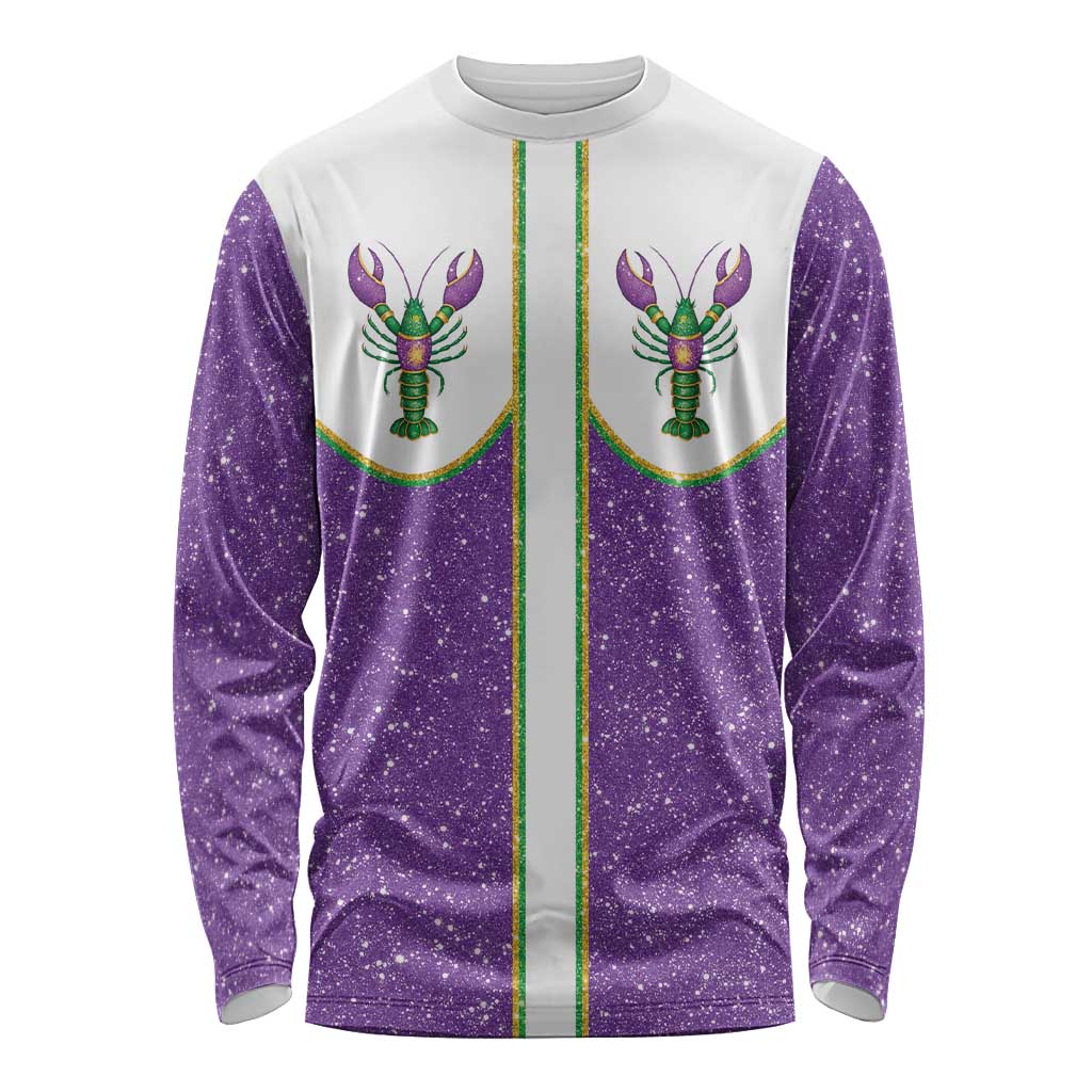 Mardi Gras Crawfish Long Sleeve Shirt Western Yoke Glitter Style