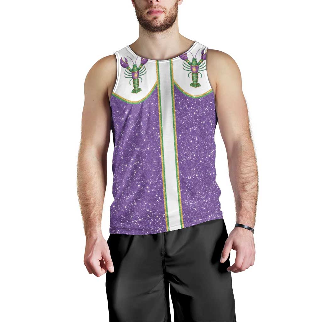 Mardi Gras Crawfish Men Tank Top Western Yoke Glitter Style