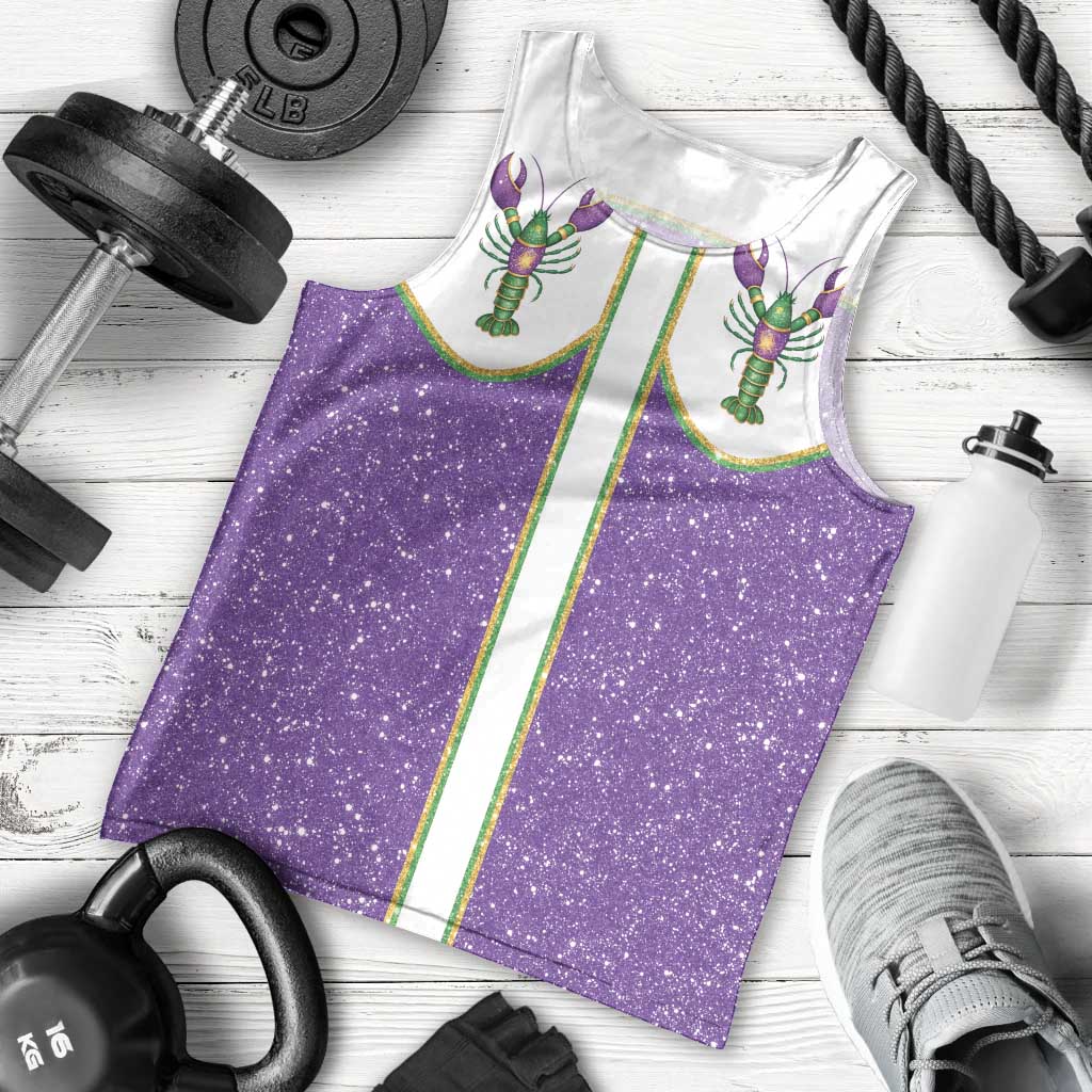 Mardi Gras Crawfish Men Tank Top Western Yoke Glitter Style