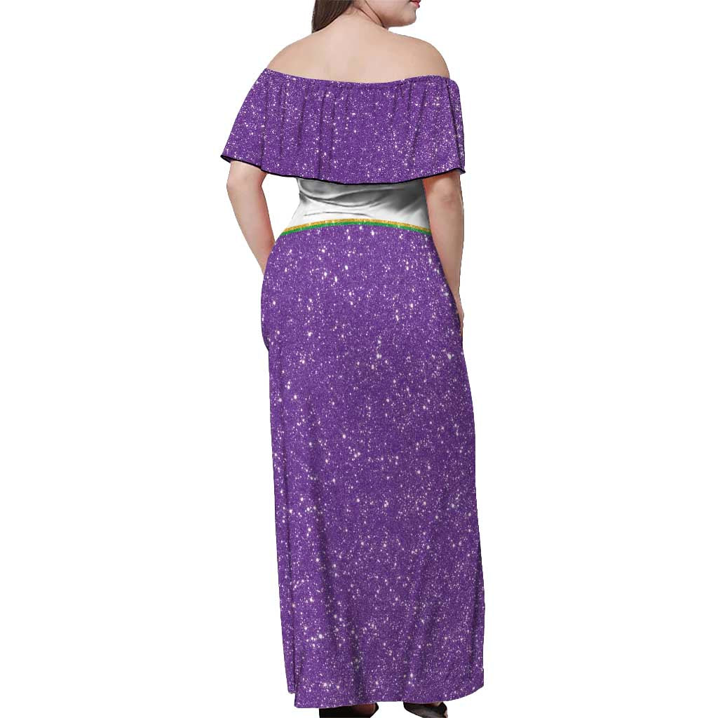 Mardi Gras Crawfish Off Shoulder Maxi Dress Western Yoke Glitter Style