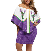 Mardi Gras Crawfish Off Shoulder Short Dress Western Yoke Glitter Style