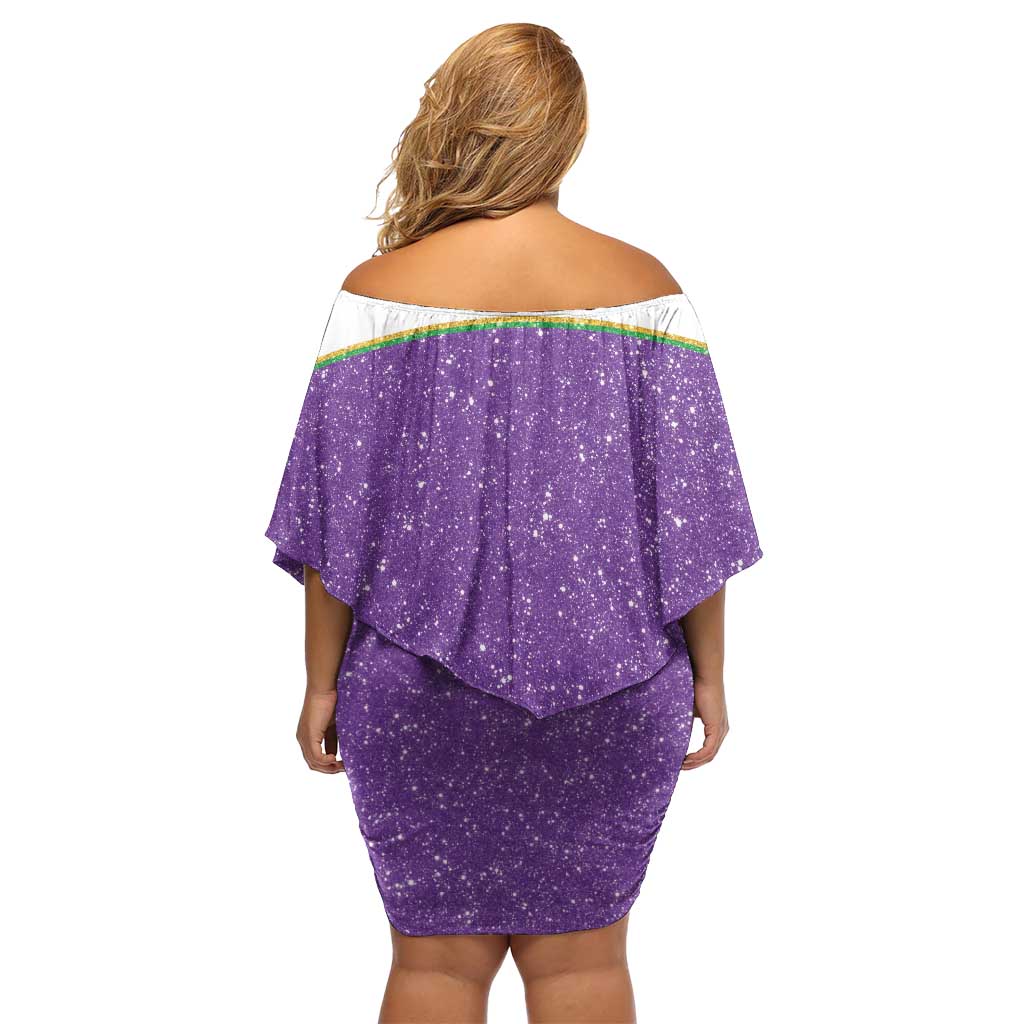Mardi Gras Crawfish Off Shoulder Short Dress Western Yoke Glitter Style