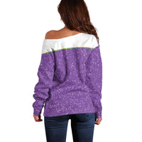 Mardi Gras Crawfish Off Shoulder Sweater Western Yoke Glitter Style