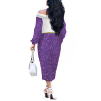 Mardi Gras Crawfish Off The Shoulder Long Sleeve Dress Western Yoke Glitter Style
