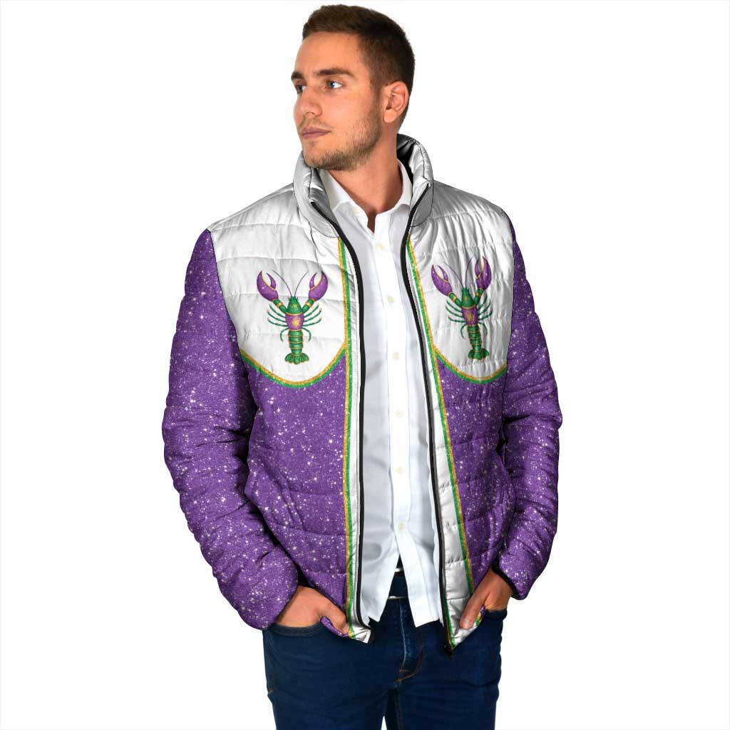 Mardi Gras Crawfish Padded Jacket Western Yoke Glitter Style