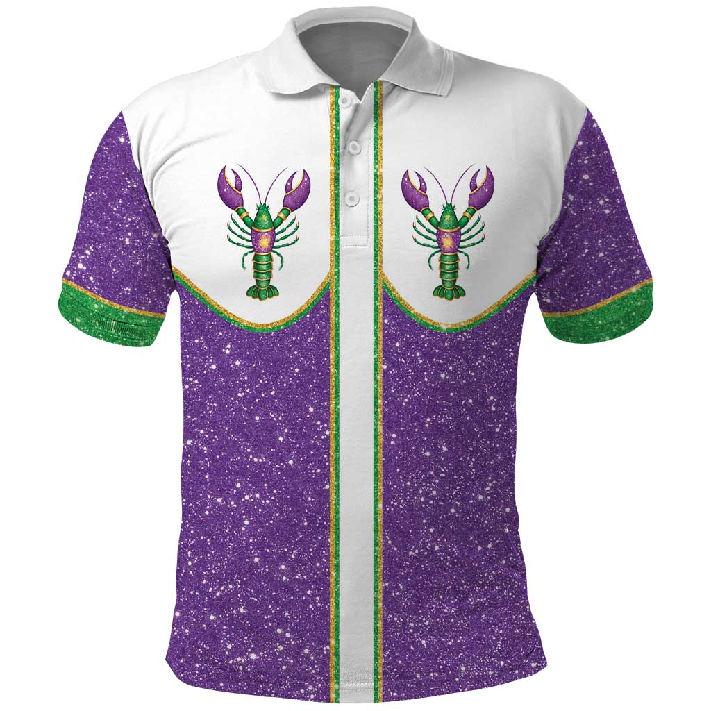 Mardi Gras Crawfish Polo Shirt Western Yoke Glitter Style