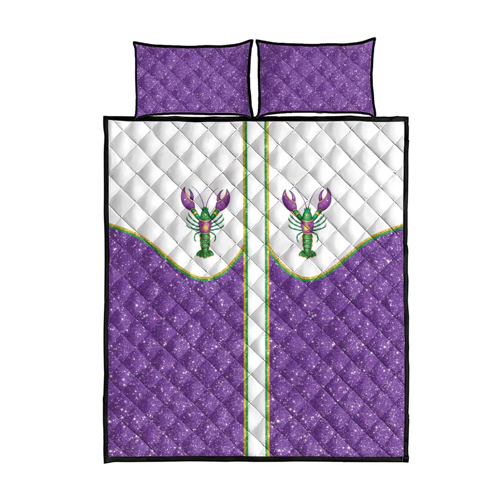 Mardi Gras Crawfish Quilt Bed Set Western Yoke Glitter Style