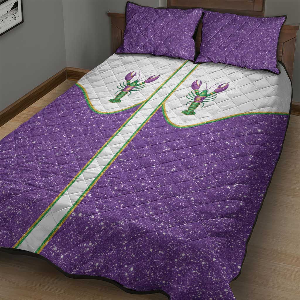 Mardi Gras Crawfish Quilt Bed Set Western Yoke Glitter Style