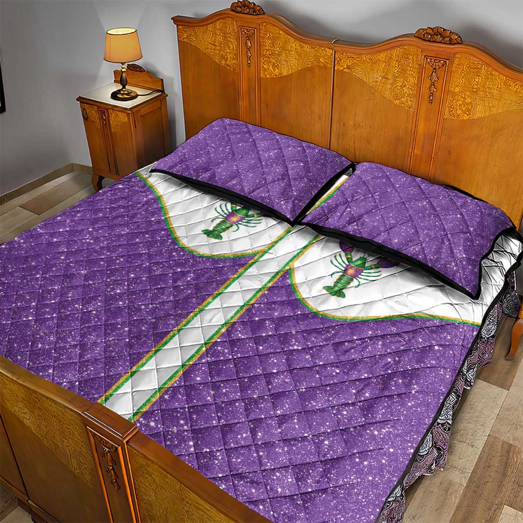 Mardi Gras Crawfish Quilt Bed Set Western Yoke Glitter Style