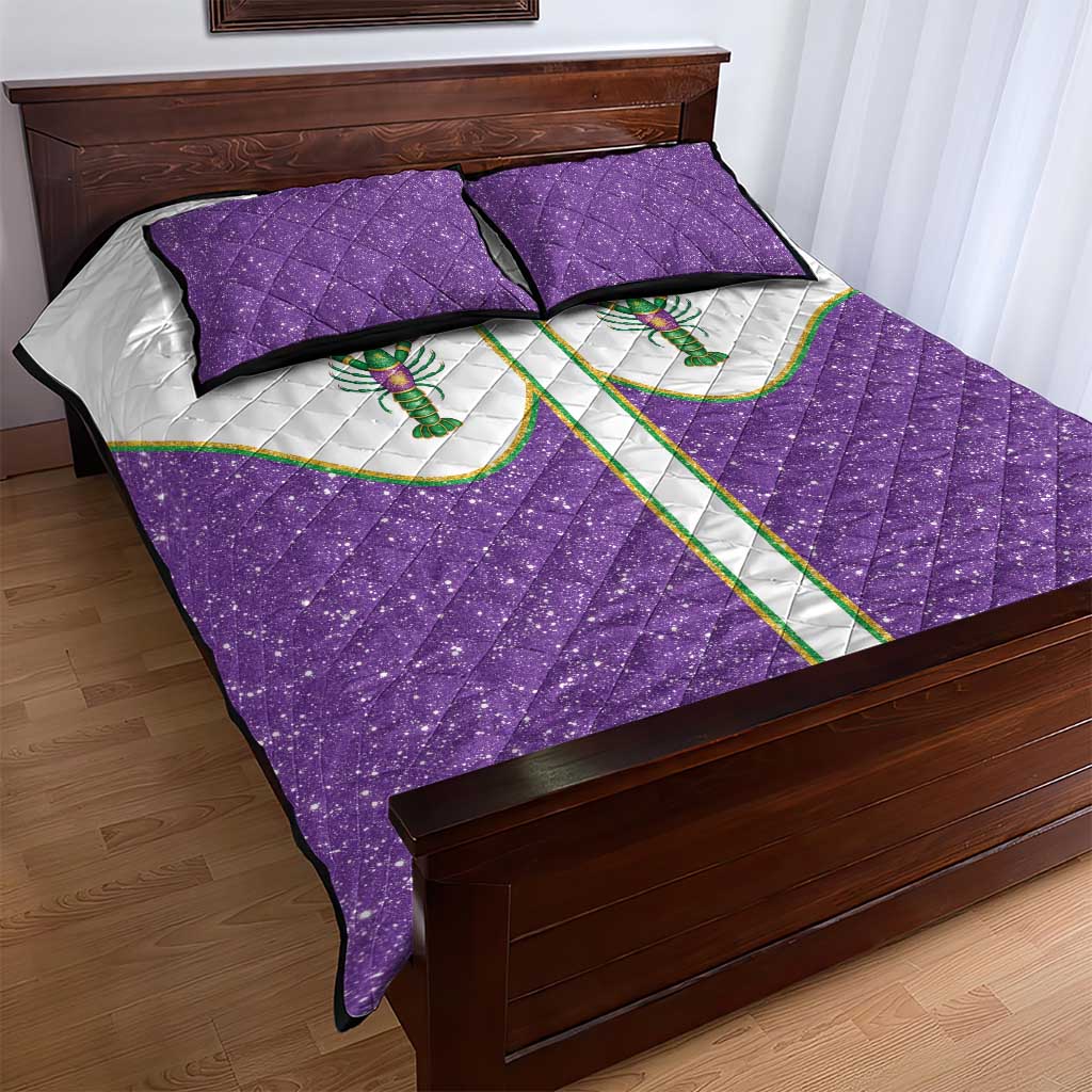 Mardi Gras Crawfish Quilt Bed Set Western Yoke Glitter Style