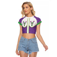 Mardi Gras Crawfish Raglan Cropped T Shirt Western Yoke Glitter Style