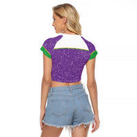 Mardi Gras Crawfish Raglan Cropped T Shirt Western Yoke Glitter Style