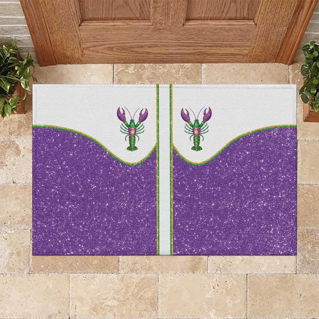 Mardi Gras Crawfish Rubber Doormat Western Yoke Glitter Style