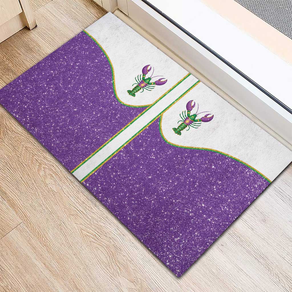 Mardi Gras Crawfish Rubber Doormat Western Yoke Glitter Style