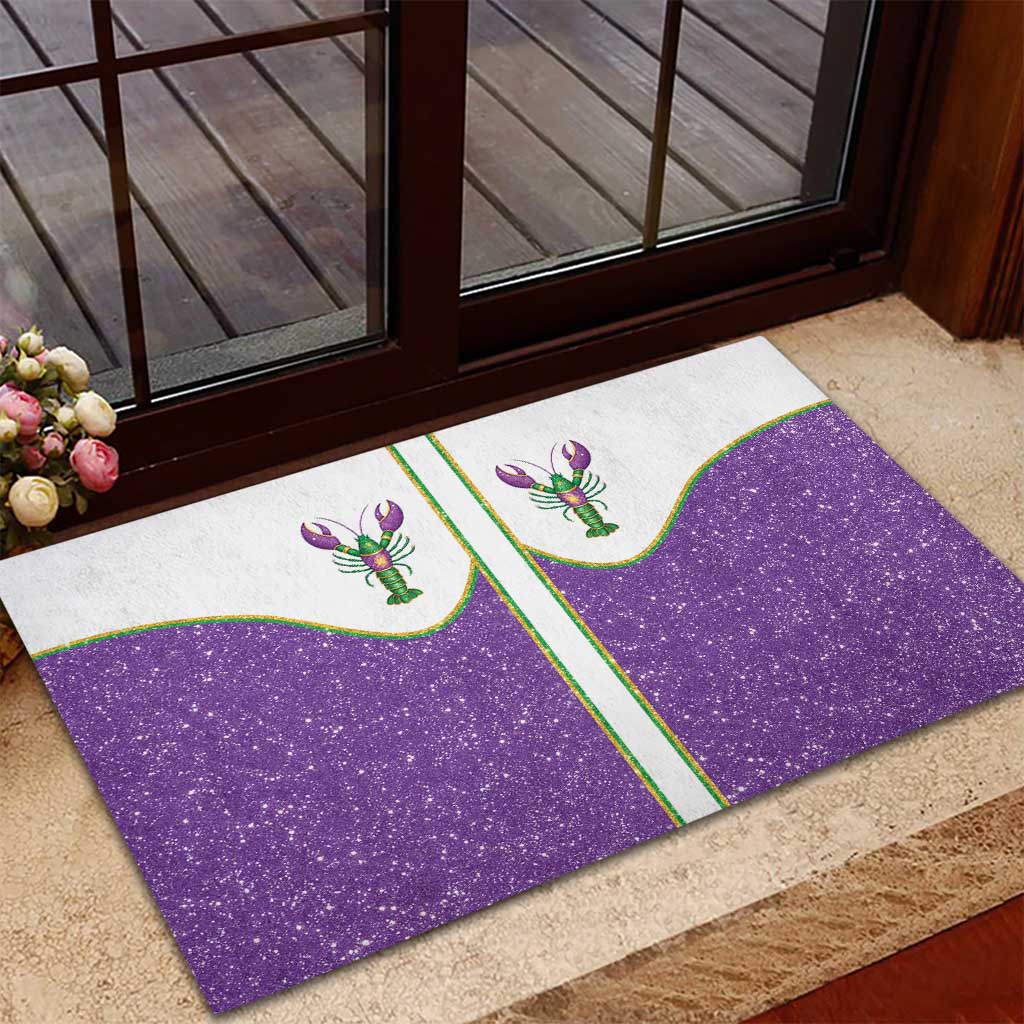 Mardi Gras Crawfish Rubber Doormat Western Yoke Glitter Style