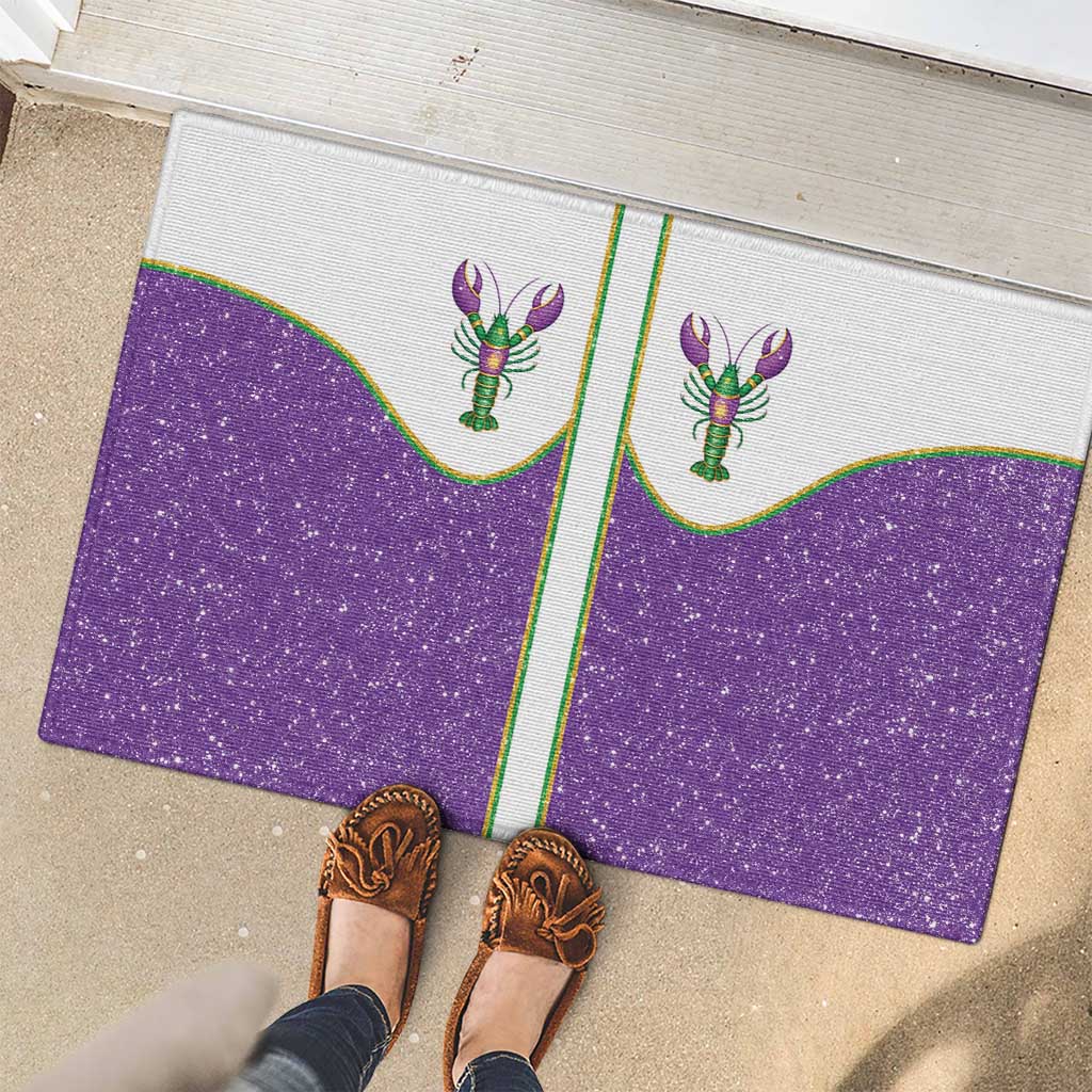 Mardi Gras Crawfish Rubber Doormat Western Yoke Glitter Style