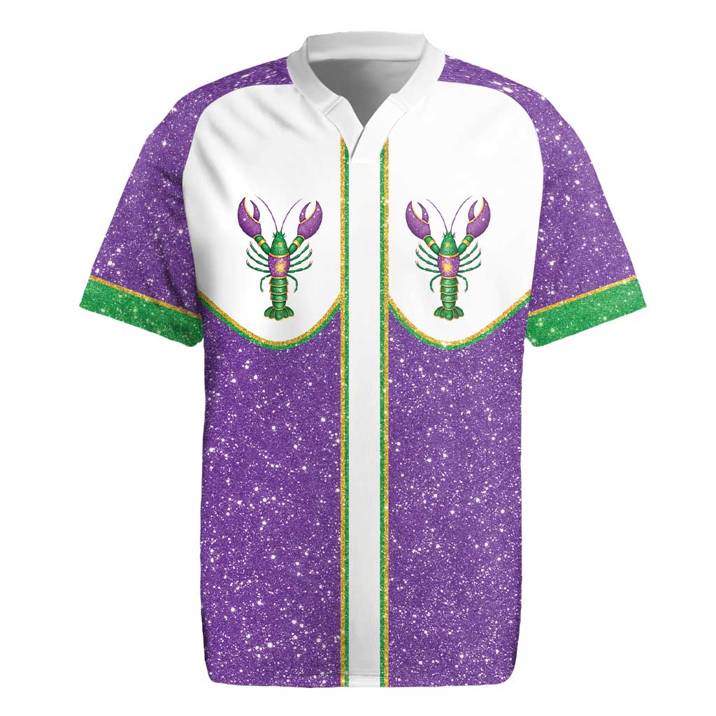 Mardi Gras Crawfish Rugby Jersey Western Yoke Glitter Style
